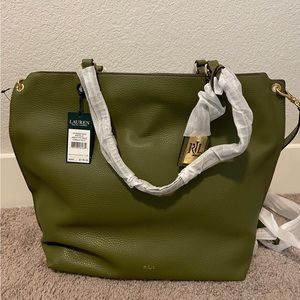 NWT Ralph Lauren eo-leather Tote Convertible Crossbody with gold hardware